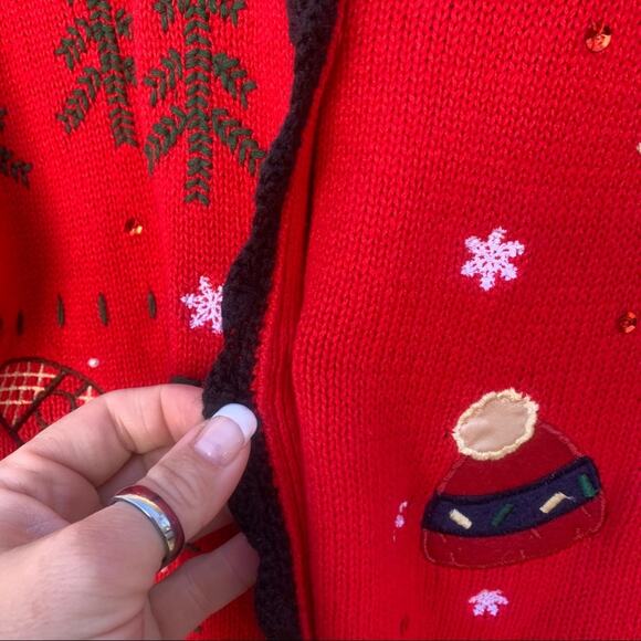 Vintage Basic Editions knit ugly Christmas cardigan SMALL - Picture 5 of 7